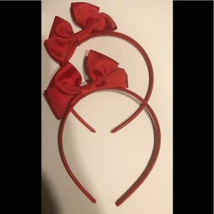 2 Red headbands with double bow